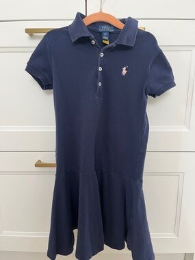 Polo by Ralph Lauren Navy Polo Top with Yellow Logo Tag